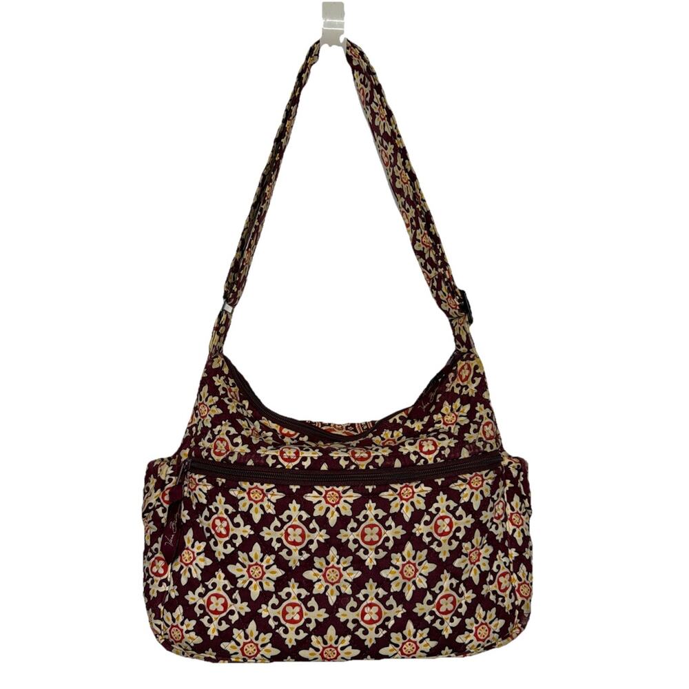 Vera Bradley Purse Flora Medallion Maroon Crossbody Quilted Handbag Cottage Core